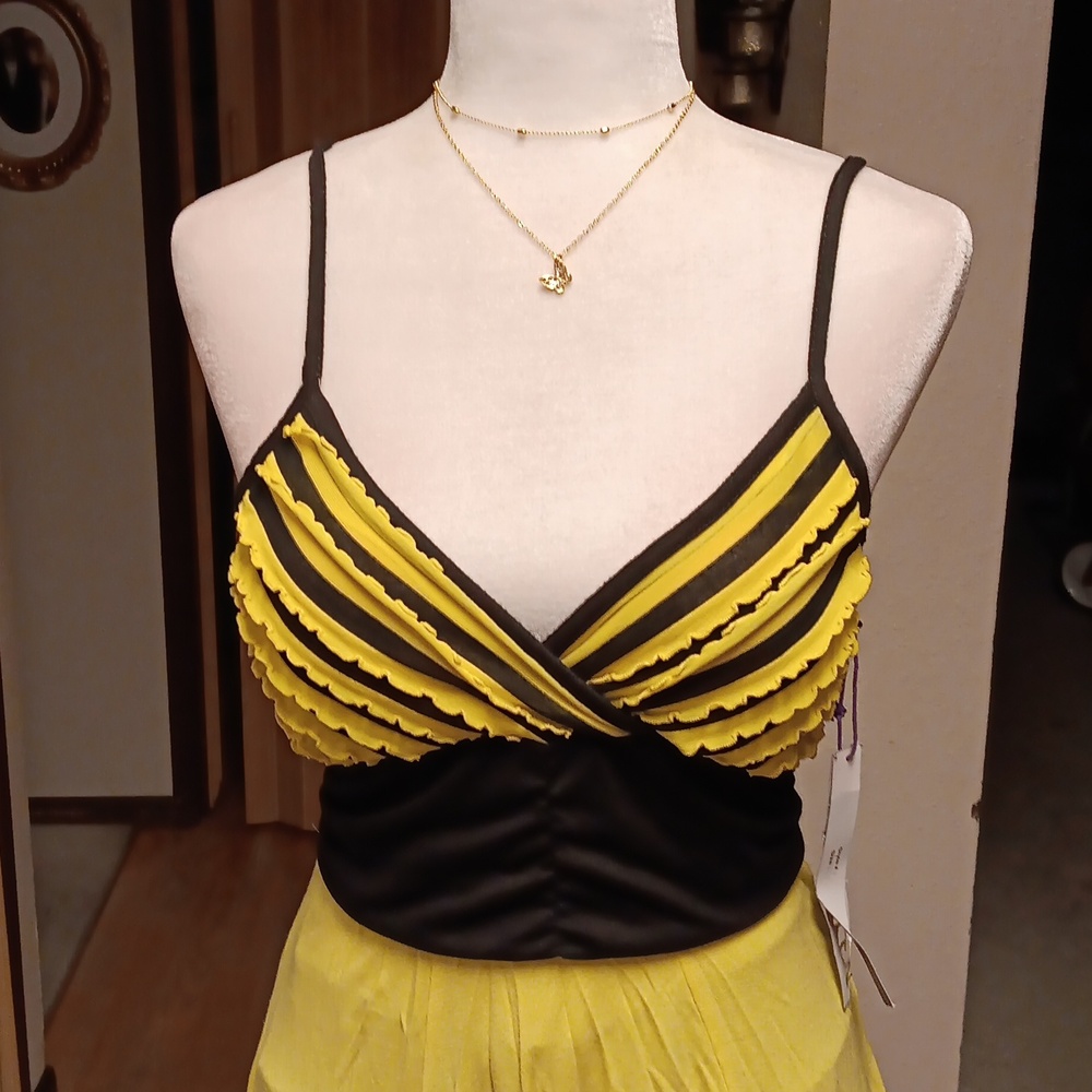 1955 VINTAGE YELLOW AND BLACK AMSTYCAL TOP - Picture 2 of 5